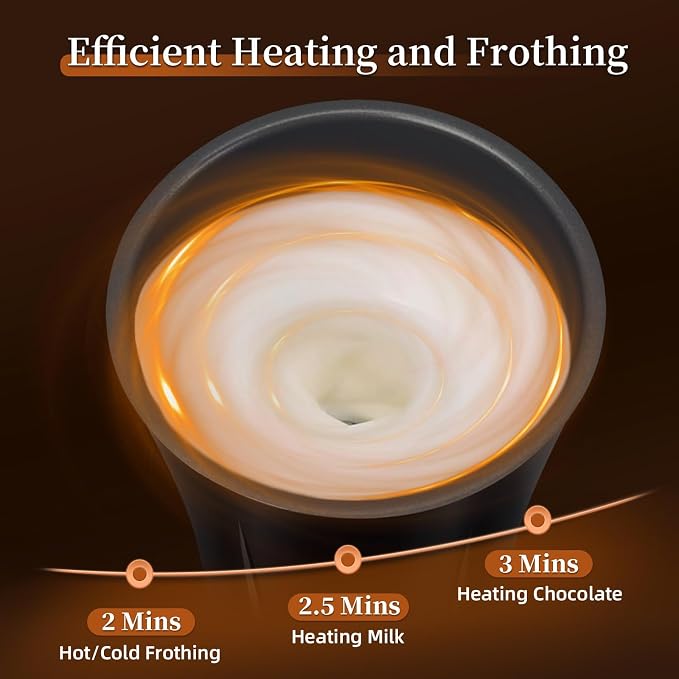 NUQ Milk Frother and Steamer, 4-in-1 Electric Hot & Cold Foam Maker for Coffee with Auto Shut-Off, Temperature Control for Latte, Cappuccino, Macchiato