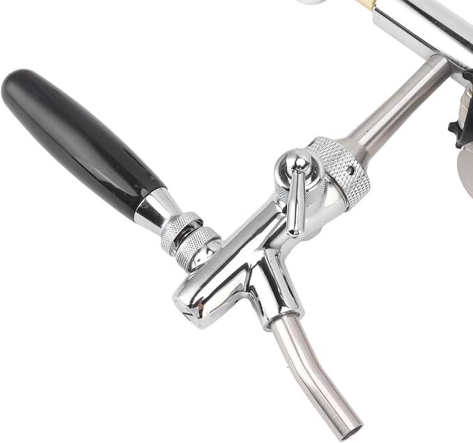 Stainless Steel Beer Keg Pump 4Inch Portable Tap - Manual Hand Pump for Homebrew Kegerator Outdoor Party Bar Restaurant Wedding with Hose Clamp(Type A + with Pressure Gauge)
