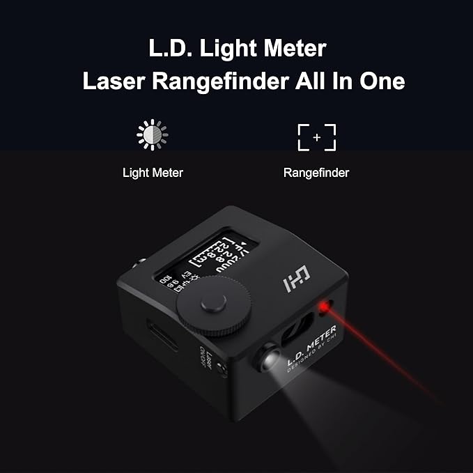 CHI L.D. Light Meter Pro - Precise Camera Rangefinder with Lighting and Laser Distance Measure for Leica and Vintage Cameras Film Photography (Silver)