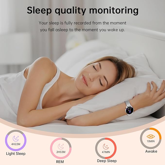 Smart Watch for Women(Answer/Make Calls), 1.27" HD Screen Fitness Tracker with Heart Rate/Sleep Monitor, 130+ Sport Modes IP68 Waterproof Activity Tracking, Smartwatch for Android iPhone, Silver