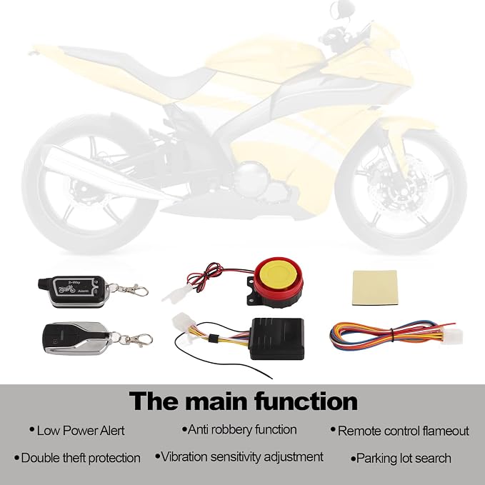 Motorcycle Alarm System,KIMISS Two Way Alarm System Vibration Sound Alert LCD Remote Control Anti Theft