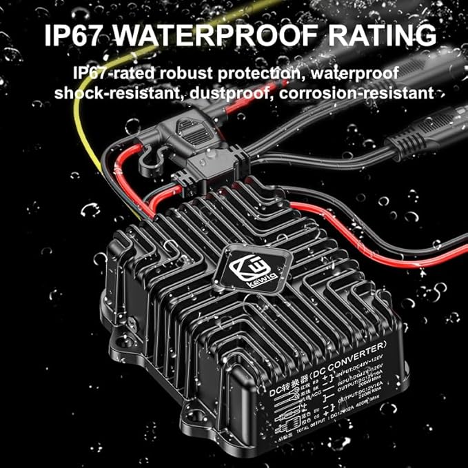 Kewig 400W 32A 12V Golf Cart 48V-120V to 12V Converter | Voltage Regulator Reducer Transformer with Fuse DC Convert Regulator Power Supply Buck for Motorcycle Golf