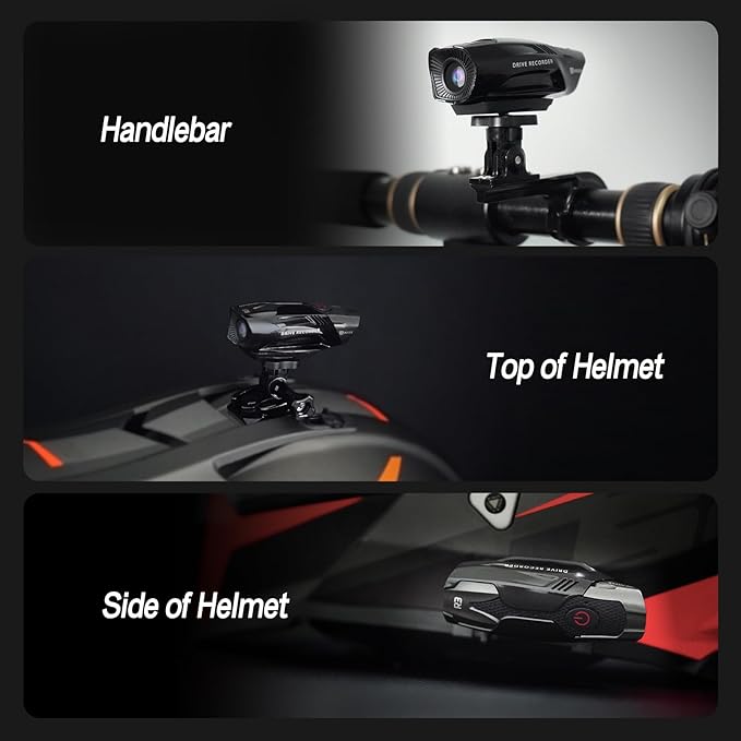 TNICER Motorcycle Helmet Camera, R3 Bike Video Camera,1080P Sports Action Camera, 120° Wide Angle Camcorder, IP67 Waterproof Dash Cam with 3 Types of Installation and 32G Card