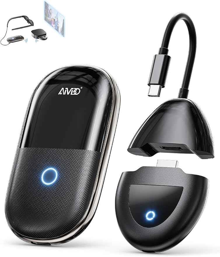 AIMIBO Wireless HDMI Transmitter and Receiver for AR Glasses, HDMI & USB-C Ports, 5G, 60Hz, 5000mAh Battery for Laptop, DVD Player, Cable Box, PS5 to XREAL/RayNeo/Rokid/TV/Monitor/Projector