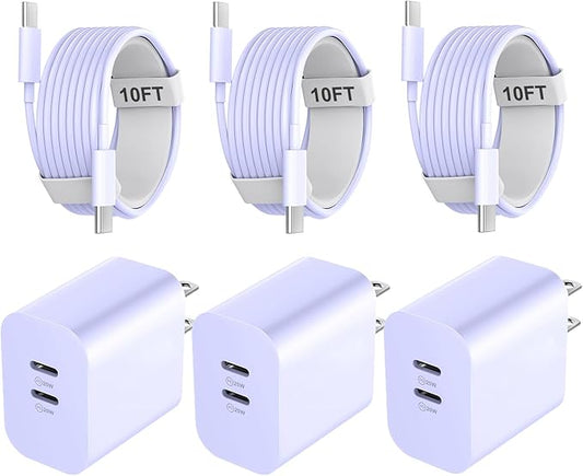 Phone 17 16 15 Pro Max Charger Cable, 20W Dual Port USB C Fast Charger Block with 10FT Long USB C to C Fast Charging Cord Cable for Phone 17 16 15 Pro Max/16 15 Pro/16 15/16 15 Plus,Pad Pro 12.9"/11"