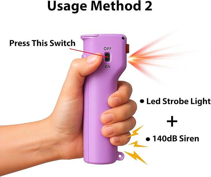 3-in-1 Pepper Spray Personal Alarm, 12ft Quick Release Gel UV Dye, 140dB Siren 3 Red Strobe, Women Wife Daughter Mother Girlfriend Love Safety Gift, Rechargeable, Refill Canister, Birthday Graduation