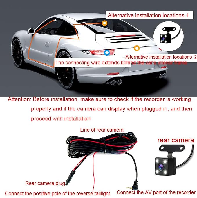 1080P 3 Channel Dash Camera for Car Front and Rear Inside Dashcam Car Video Recorder,170°Wide Angle Vehicle Cam,WDR,G-Sensor,2’’ IPS Screen,Loop Recording,Night Vision(3Channel Dash Cam With 32G Card)