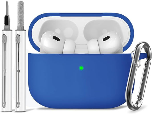Ljusmicker for AirPods Pro Case Cover with Cleaner Kit,Soft Silicone Protective Cover for Apple AirPods Pro 2nd/1st Generation Cases for Women Men,AirPod Pro 2 Case Accessories with Keychain-Blue