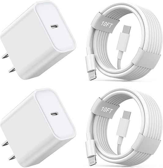 iPhone Fast Charger[MFi Certified],iPhone Fast Charging Cube 2Pack USBC Charger Block with 10FT Long USB C to Lightning Cable Quick Charging i Phone Cord for i Phone 14/13/12/11 Pro Max/Xs/XR,AirPods