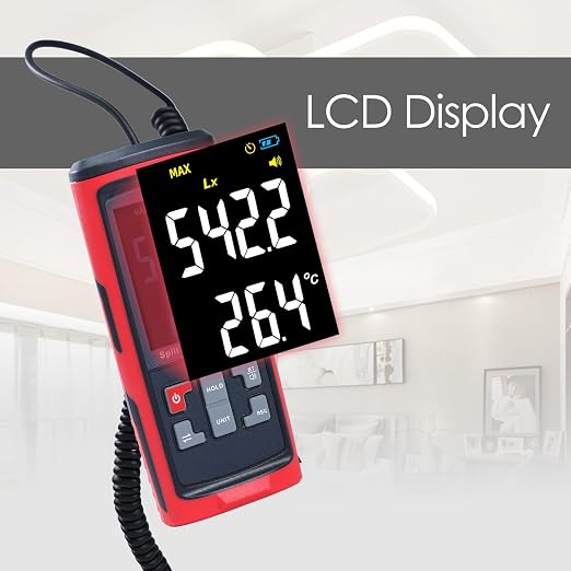 Light Meter Digital Illuminance Meter with Ambient Temperature Measuring and Recording, Bluetooth Lux Light Meter with 32,752 Groups Data Logging, Handheld Photometer Lumens LED Brightness Tester