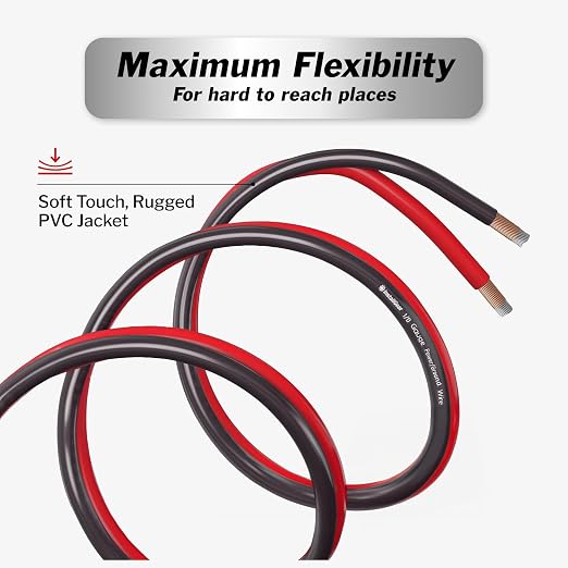 InstallGear 4 Gauge Battery Cable - 25ft Pure Copper OFC Cable, Flexible Power and Ground Wire for Car Audio, Speaker, RV Trailer, Amp, and Battery Wiring - Durable and Heat Resistant Jacket