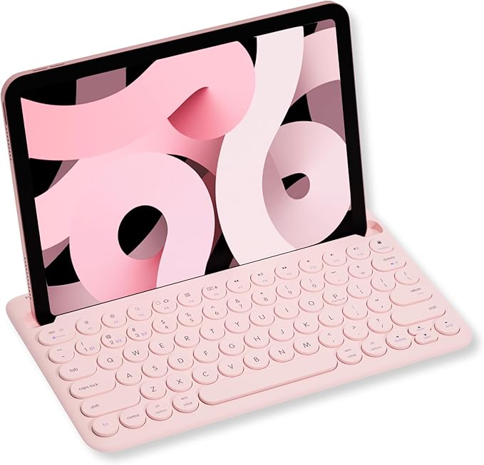 Macally Bluetooth Keyboard for iPad | Wireless Keyboard for Tablet, iPhone (Multi-Device, Built-in Stand, Rechargeable) Easy to Use and Cute Portable