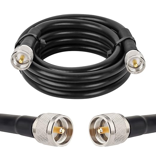 MOOKEERF 8ft KMR400 PL259 Male to Male Coaxial Cable - Low Loss UHF Cable for HAM, VHF Radio, SWR Meter, Antenna Analyzer