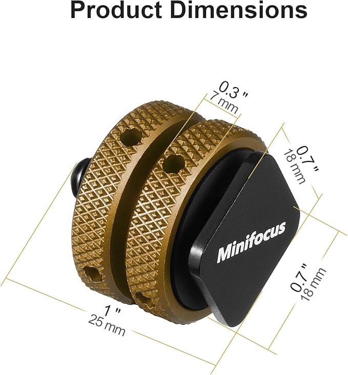 MINIFOCUS Camera Hot Shoe Mount Adapter, Double Nut with 1/4" and 3/8" Aluminum Alloy Tripod Screw Flash Shoe Mount for LED Monitors, Microphone, DSLR Field Monitor (Pack of 2)