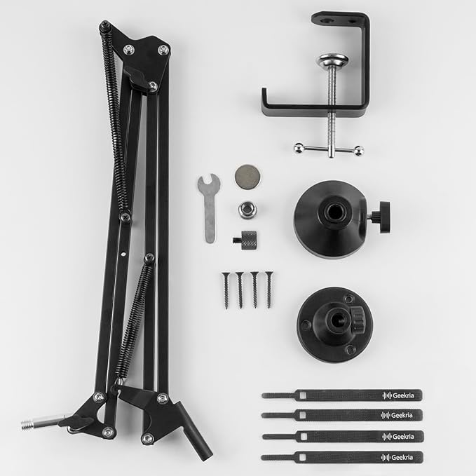 Geekria for Creators Microphone Arm Compatible with Rode NT-USB, NT1-A, NT1, Mic Boom Arm Mount with Table Flange Adapter, Suspension Stand, Mic Scissor Arm, Desk Mount Holder