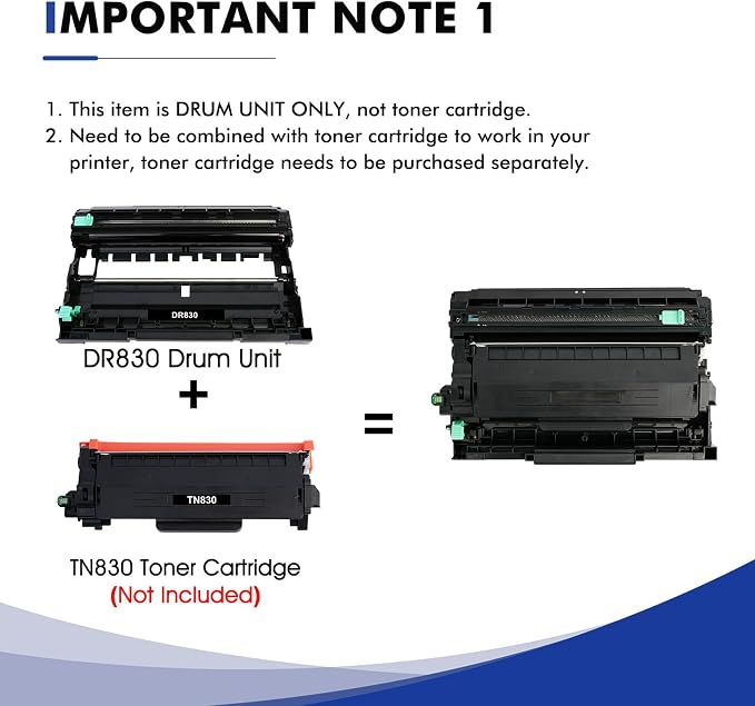 DR830 Drum Unit DR-830 Black 2-Pack Replacement for Brother DR830 DR 830 DR-830 HL-L2400D L2405W L2460DW L2460DWXL L2865DW L2480DW DCP-L2640DW MFC-L2807DW L2820DW L2820DWXL Printer (Not Toner)