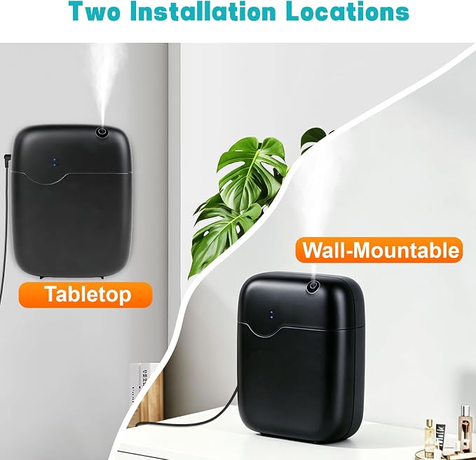 Waterless Essential Oil Diffuser, Bluetooth Smart Cold Air Scent Machine with 400ml Oil Bottle, 2000 Sq.Ft Coverage Aromatherapy Diffusers for Large Room Home Hotel Office Spa with App Control (Black)