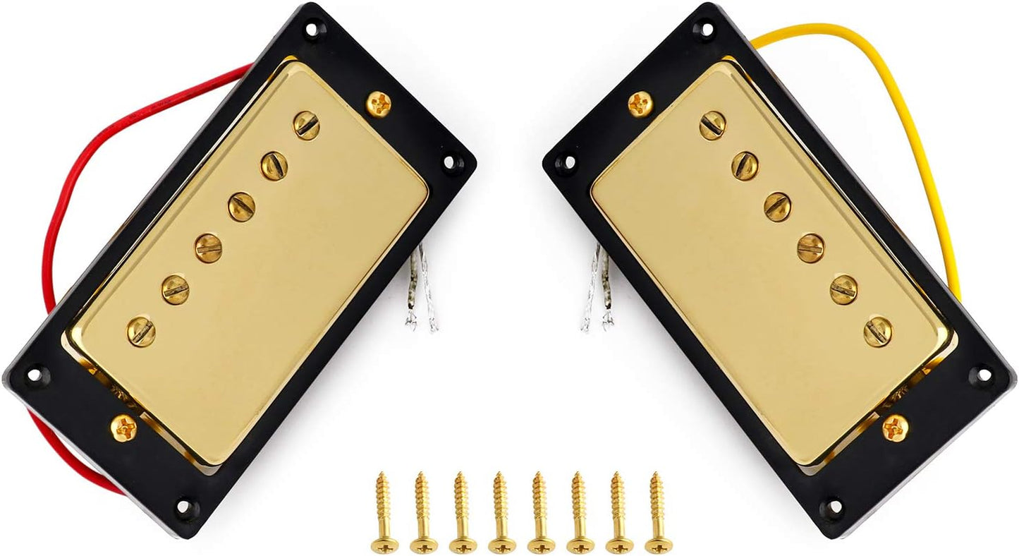 Humbucker Double Coil Pickups Neck and Bridge Pickup Compatible with LP Style Electric Guitar Parts Replacement Gold.
