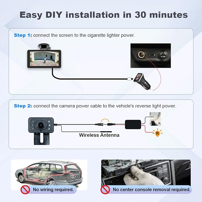 6.1 Inch Portable Car Screen, Wireless & Wired CarPlay Android Auto, 1080P Wireless Backup Camera, 60Hz, 800nit INCELL Display, Universal for Cars SUVs Pickups RVs