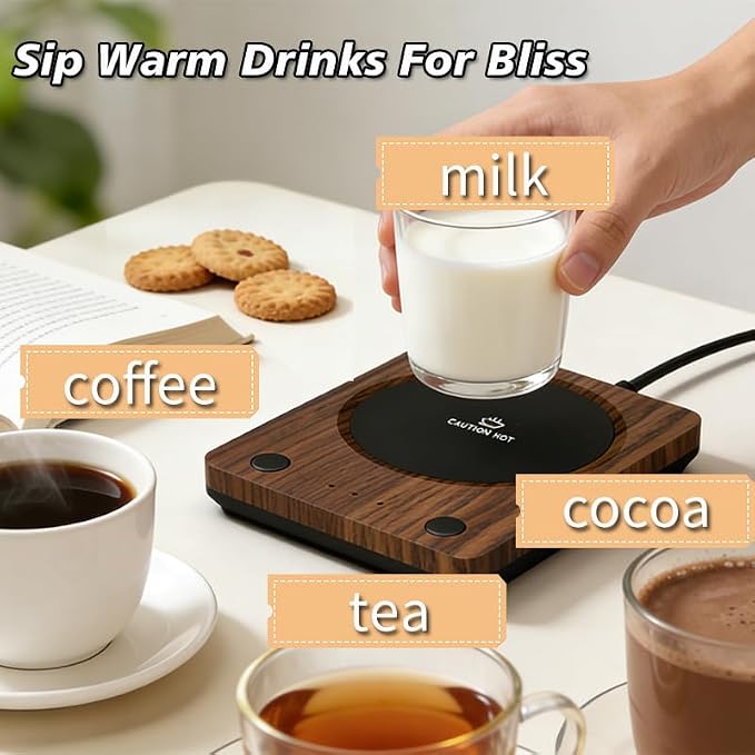 SEALON SLM03 Electric Coffee Mug Warmer - 3-Temperature Desk Cup Warmer with Auto Shut-Off (4 Hours) for Heating Coffee, Tea, Milk & Beverages