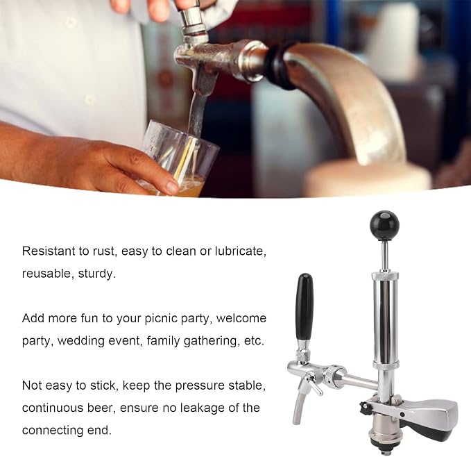 4in Stainless Steel Draft Beer Pump - Leakproof Portable Hand Pump for Homebrew Kegs Party Wedding Camping Picnic Outdoor Use