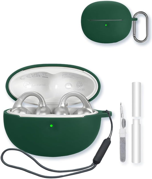 Case for Baseus Bowie MC1 Pro True Wireless Noise Cancelling Earbuds,Soft Protective,BOVUGAC Silicone Case Cover with Keychain & Cleaning Kit & Lanyard for Baseus Bowie MC1 Pro-Green