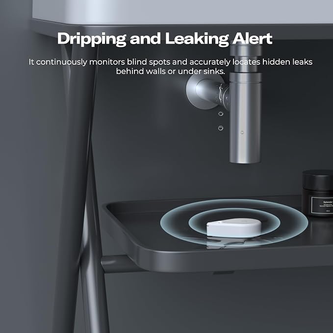 THIRDREALITY Zigbee Water Leak Sensor WL2 with Dripping & Leaking Detection, App Notifications, Zigbee Hub Needed, 3-Year Battery Life, No Battery & Srien, Support Home Assistant, SmartThings, Homey
