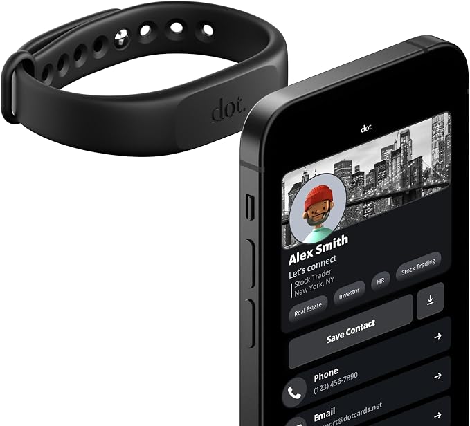 dot. Band - Digital Business Card Wristband - Tap Compatible with iPhone & Android (Black)