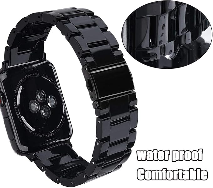 V-MORO Resin Strap Compatible with Apple Watch Band Series 11/10/9/8/7 46mm 45mm 44mm 42mm,Men Women Fashion Lightweight Black Wristband Replacement for iWatch Series 6/5/4/3/2/1/SE