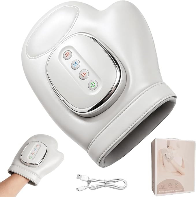 Hand Massager with Heat and Compression, Cordless Electric Hand Massager for Arthritis and Carpal Tunnel Relief, Rechargeable Hand and Wrist Massager for Home Office Travel