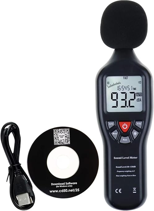 Decibel Meter Sound Level Meter Recorder Digital dB Meter Professional Noise Meter Detector Monitor 30dB to 130dB Portable SPL Decibel Meter with Data Logging for Home, Office, Outside