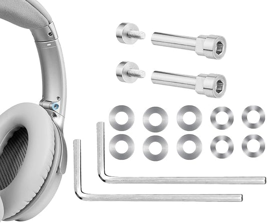 SOULWIT Metal Swivel Pins Replacement Parts Kit for Bose QuietComfort 35/QC35/QC35 II/QC45/QuietComfort SE (QC SE)/Quiet Comfort Wireless Headphones, Hinge Screws Accessories and Gasket - Silver