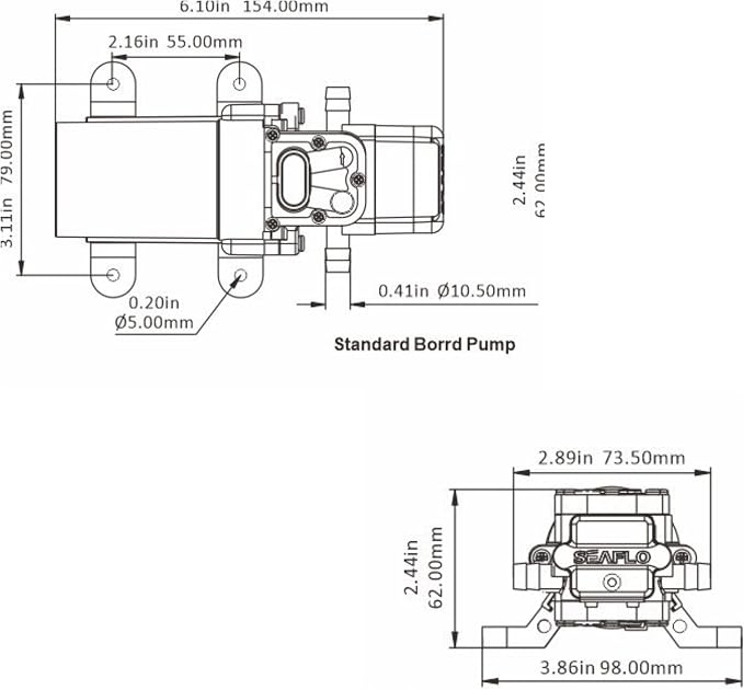 SEAFLO 21-Series Water Pressure Diaphragm Pump - 12V DC, 1.2 GPM, 35 PSI with Adjustable Pressure Switch, Self-Priming, Quiet Operation for RV, Boat, and Off-Grid Applications