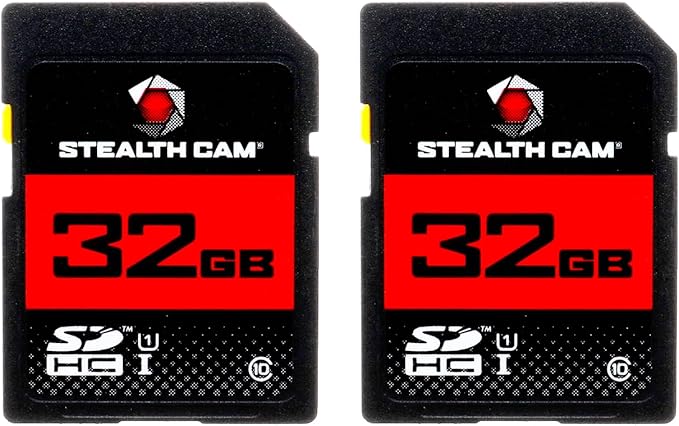 STEALTH CAM SD Card - High-Speed Data Transferring Storage Game Trail Hunting Scouting Photo Video Recording Cameras, 32GB SD Card (2 Pack)