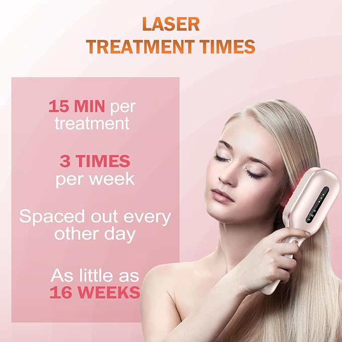 Laser Therapy Hair Growth Comb,red light therapy for hair growth (Pink) | FDA Cleared laser comb for hair growth,Electric Scalp Massager,promote hair growth in women and men,Wavelength 650nm±10nm