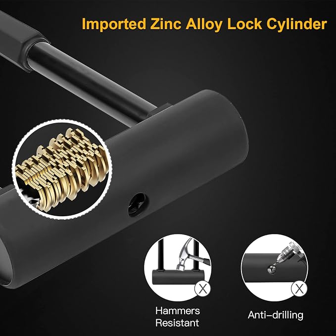 Bike U Lock Heavy Duty Bike Lock Bicycle U Lock, 16mm Shackle and 4ft/6ft Length Security Cable with Sturdy Mounting Bracket for Bicycle, Motorcycle and More