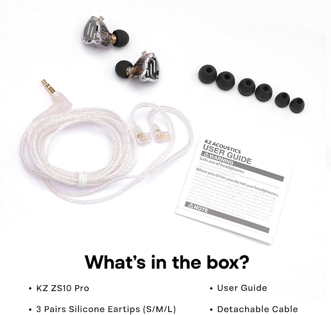 Linsoul KZ ZS10 Pro, 4BA+1DD 5 Driver in Ear Monitor, HiFi Wired Earbuds, Gaming Earbuds, Hybrid IEM Earphones with Stainless Steel Faceplate, Detachable Cable for Musician (Without Mic, Blue)