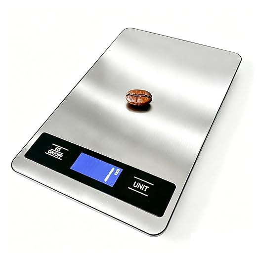 33lb/15kg Kitchen Food Scale, High Precision 1g for pet Care, Cooking, Meat | Stainless steel digital weight scale with timer & backlit LCD, tare & unit conversion (g/oz/ml/lb) for baking, coffee, bread
