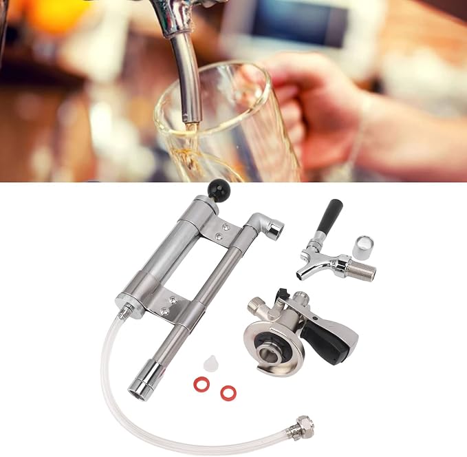 Stainless Steel Beer Tap Hand Pump for Kegs - Portable 8 Inch Draft Dispenser with Reusable Design for Home Party Camping Picnic Outdoor Events(Type A)