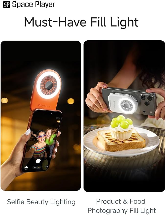MagSafe Magnetic Cooling Fan for iPhone & Android, Space Player Portable Phone Cooling Fan with LED Light, Rechargeable Mini Handheld Fan, 3-in-1 Magnetic Desk Fan for Gaming, Travel & Outdoor Blue