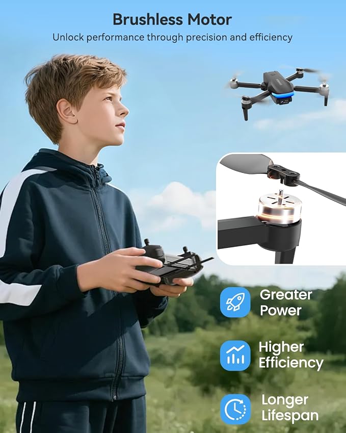 SIMREX 4K FPV Drone with Brushless Motor for Beginners & Teens — 40-Min Flight, Optical Flow Positioning, Gesture Control & VR Mode, Foldable Camera Drone Gift for Kids Ages 8+ (Black)
