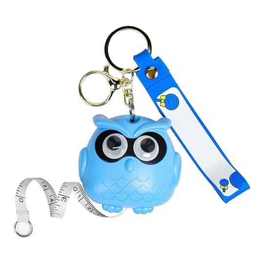 1 Pack Cartoon Blue Owl Retractable Tape Measure, 2M / 79Inch Dual-Scale Soft Measuring Tape with Belt Clip, Sewing Ruler for Body Measurements & DIY Crafts