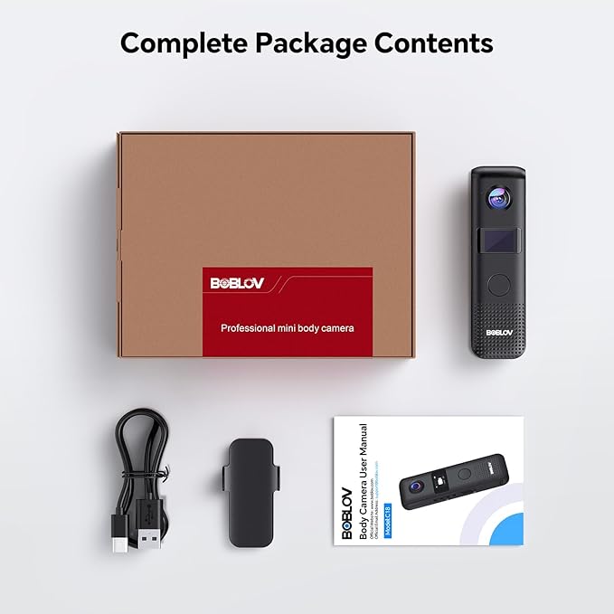 BOBLOV C18 128G WiFi Body Camera: One-Touch Recording and Small OLED Screen for User Friendly, 4Hours Recording, 1080P Wearable Cam with 1/4" Tripod Thread for Biking, Security, Personal Use