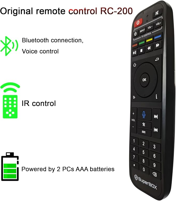 Original Super Box RC - 200 Smart Voice Remote Control Perfect Replacement for Super Box S5 Max/PRO, S6 Max/Ultra/Pro & Elite Remote Controls