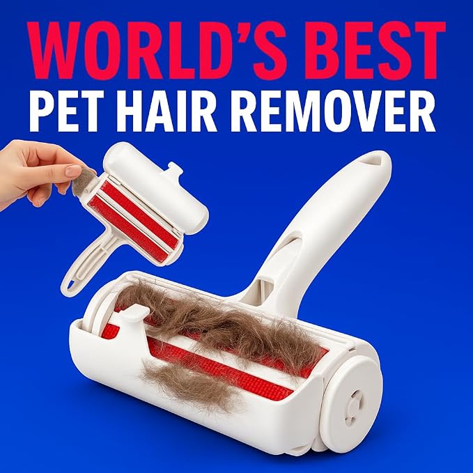Reusable Lint Remover – Pet Hair & Fur Remover for Clothes, Carpets, Furniture & Sofas – Copper Blade, Eco-Friendly, Manual Fabric Shaver (Blue/Silver)