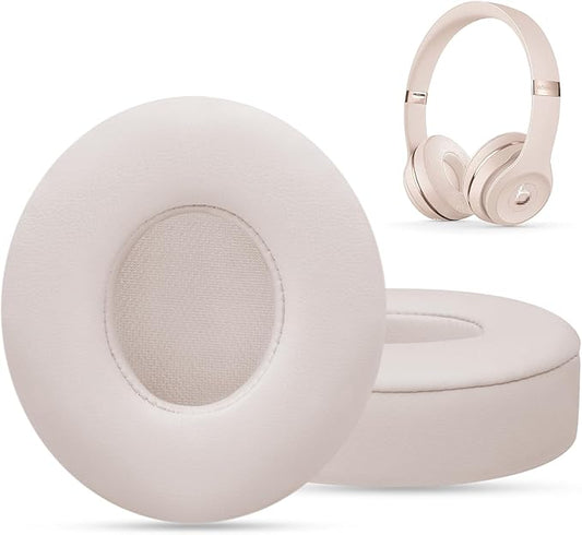 Ear Pads Replacement for Beats Solo 3 - GVOEARS Earpad Cushions Covers for Solo 2 Solo 3 Wired Wireless ON-Ear Headphones with Noise Isolation Memory Foam Protein Leather (Light Pink)