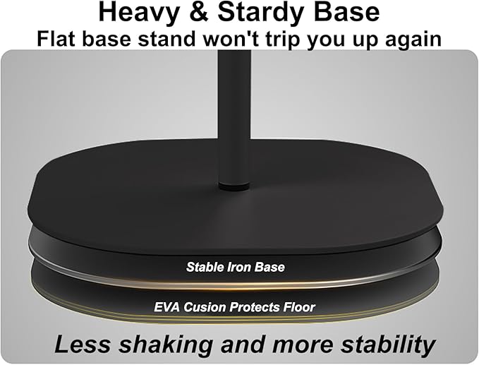 Mic Stand Floor Microphone Stand with Heavy Weighted Base, Adjustable Height from 18" to 63", Singing Stand with Mic Holder, Cable Clips