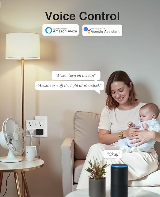 Dual Smart Plug 15A, GHome Smart Plugs Work with Alexa and Google Home, 2-in-1 Compact Smart Outlet Timer with APP Remote Control, 2.4GHz Wi-Fi Only, No Hub Required, FCC Listed, 2 Pack