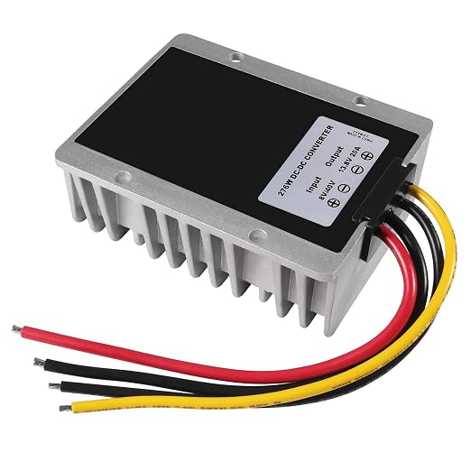DC Voltage Reducer Converter DC 8V/40V to 13.8V 20A Automatic Step Down Up Voltage Regulator Power Converter Waterproof Module Transformer for Golf Cart Club Car