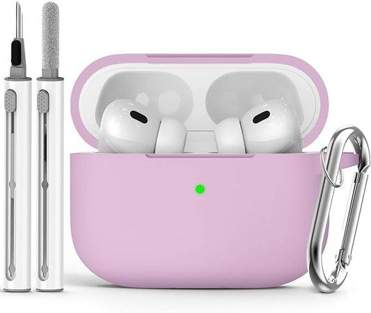 Ljusmicker for AirPods Pro Case Cover with Cleaner Kit,Soft Silicone Protective Case for Apple AirPod Pro 2nd/1st Generation Case for Women Men,AirPods Pro 2 Case Accessories with Keychain-Light Lilac